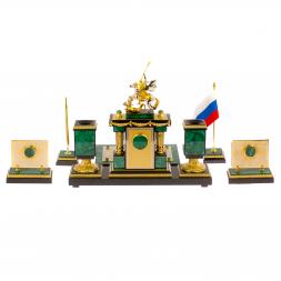 Письменный набор из малахита &amp;quot;Георгий Победоносец&amp;quot; Златоуст