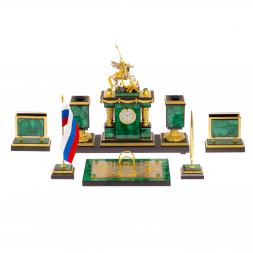 Письменный набор из малахита &amp;quot;Георгий Победоносец&amp;quot; Златоуст