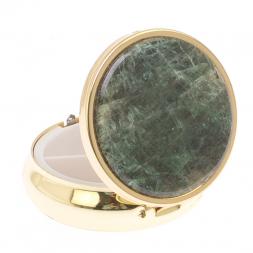 Таблетница на 3 отсека камень зеленый апатит цвет золото