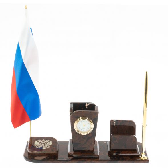 Письменный набор &amp;quot;Символ России&amp;quot; камень обсидиан 121952