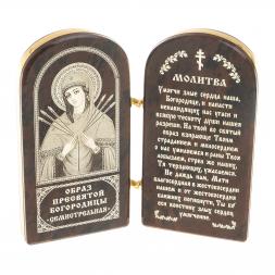 Икона складная &amp;quot;Семистрельная&amp;quot; арка малая камень обсидиан