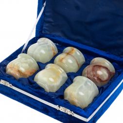 Набор стопок из оникса в футляре 6 шт 5х5х4,5 см (2х2)