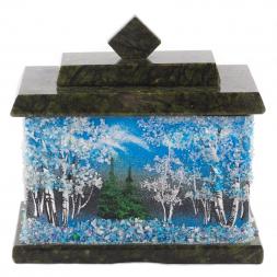 Шкатулка с рисунком из каменной крошки &amp;quot;Зима&amp;quot; 10,5х7х10 см