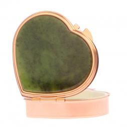 Таблетница "Сердце" на 3 отделения камень нефрит цвет красное золото