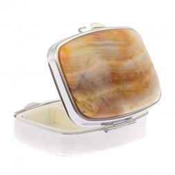 Таблетница на 2 отделения камень шайтанский переливт цвет серебро