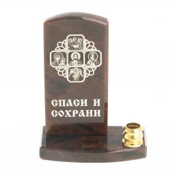 Оберег с подсвечником &amp;quot;Спаси и сохрани&amp;quot; малый камень обсидиан