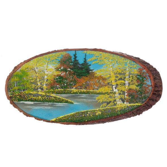 Картина на срезе дерева &amp;quot;Осень&amp;quot; 45-50 см 130304
