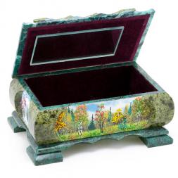 Ларец &amp;quot;Природа&amp;quot; большой змеевик 22x15x12 см