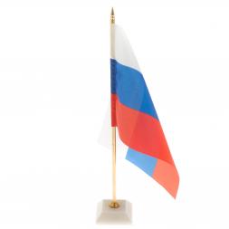 Флагшток с флагом России из белого мрамора