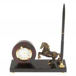 Настольные часы с ручкой &amp;quot;Конь&amp;quot; камень яшма