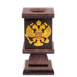 Карандашница из лемезита с Гербом РФ