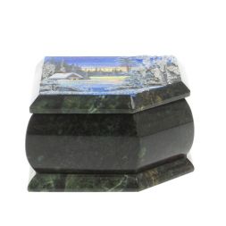 Шкатулка с расписной крышкой &amp;quot;Зимний домик&amp;quot; 11х9х6,5 см
