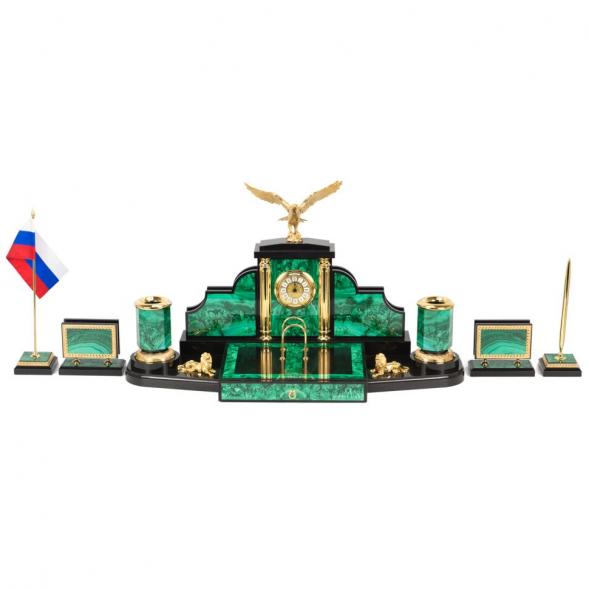 Настольный набор &amp;quot;Президент&amp;quot; камень малахит 117856