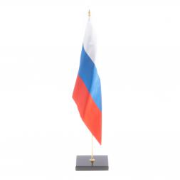 Флагшток настольный с флагом РФ из черного обсидиана