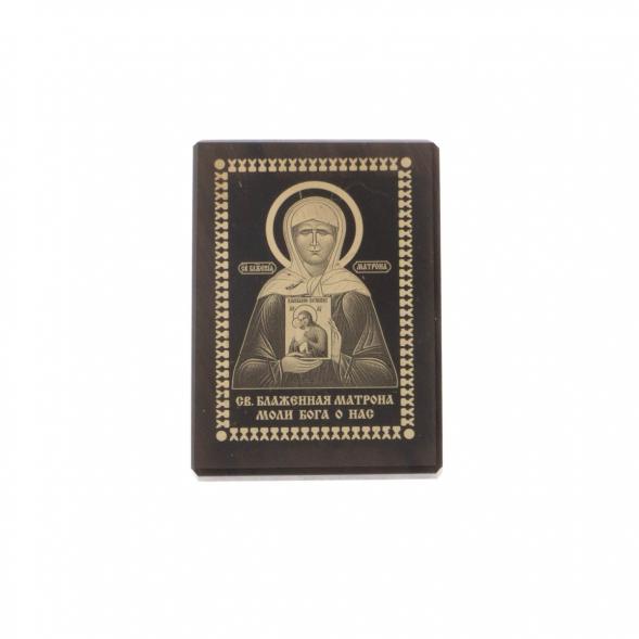 Икона в машину &amp;quot;Св. Матрона Московская&amp;quot; обсидиан 2,5х3,5 см 123161